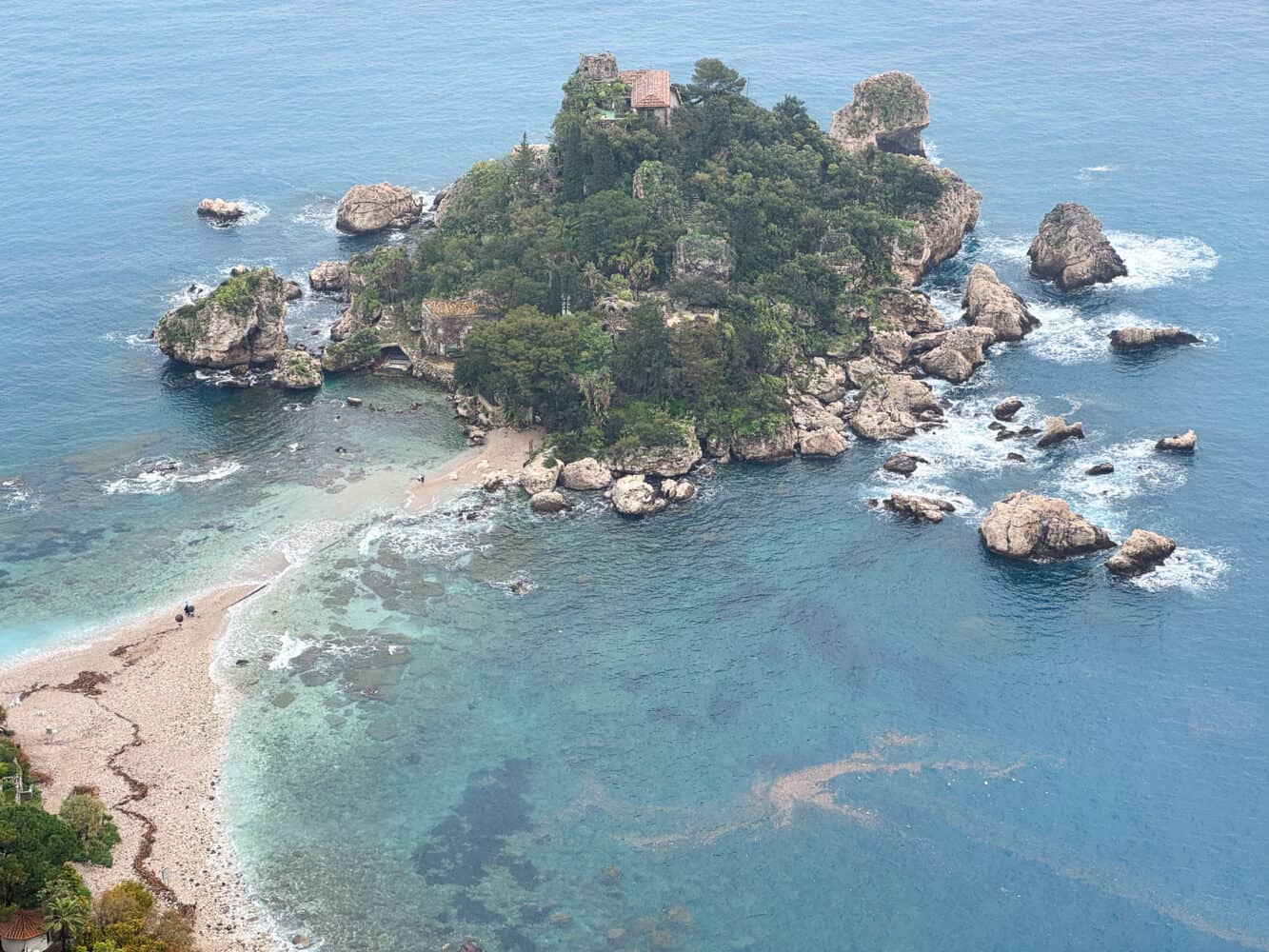 Isola Bella from above in Taormina, Sicily