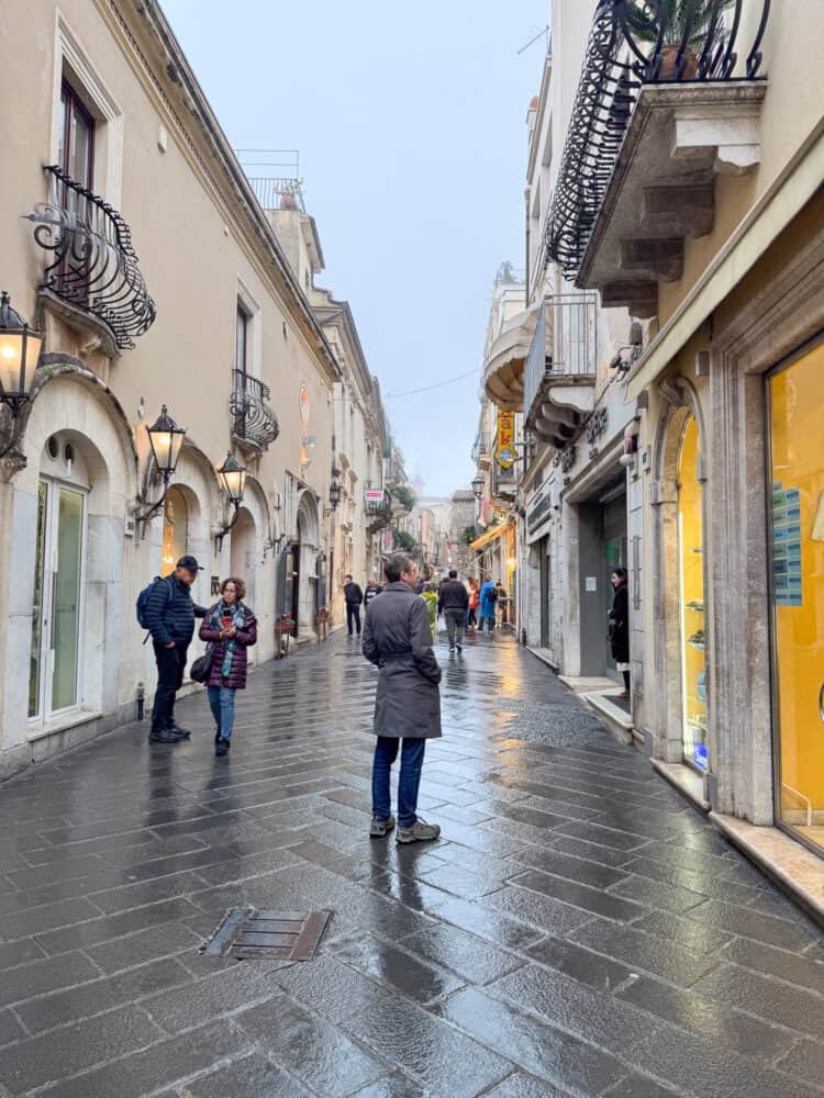 Corso Umberto shopping street in Taormina, Sicily