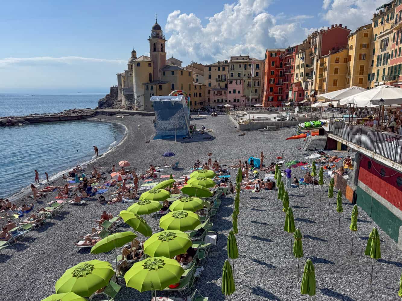 The falo (bonfires) on Camogli beach during the Camogli Fish Festival.