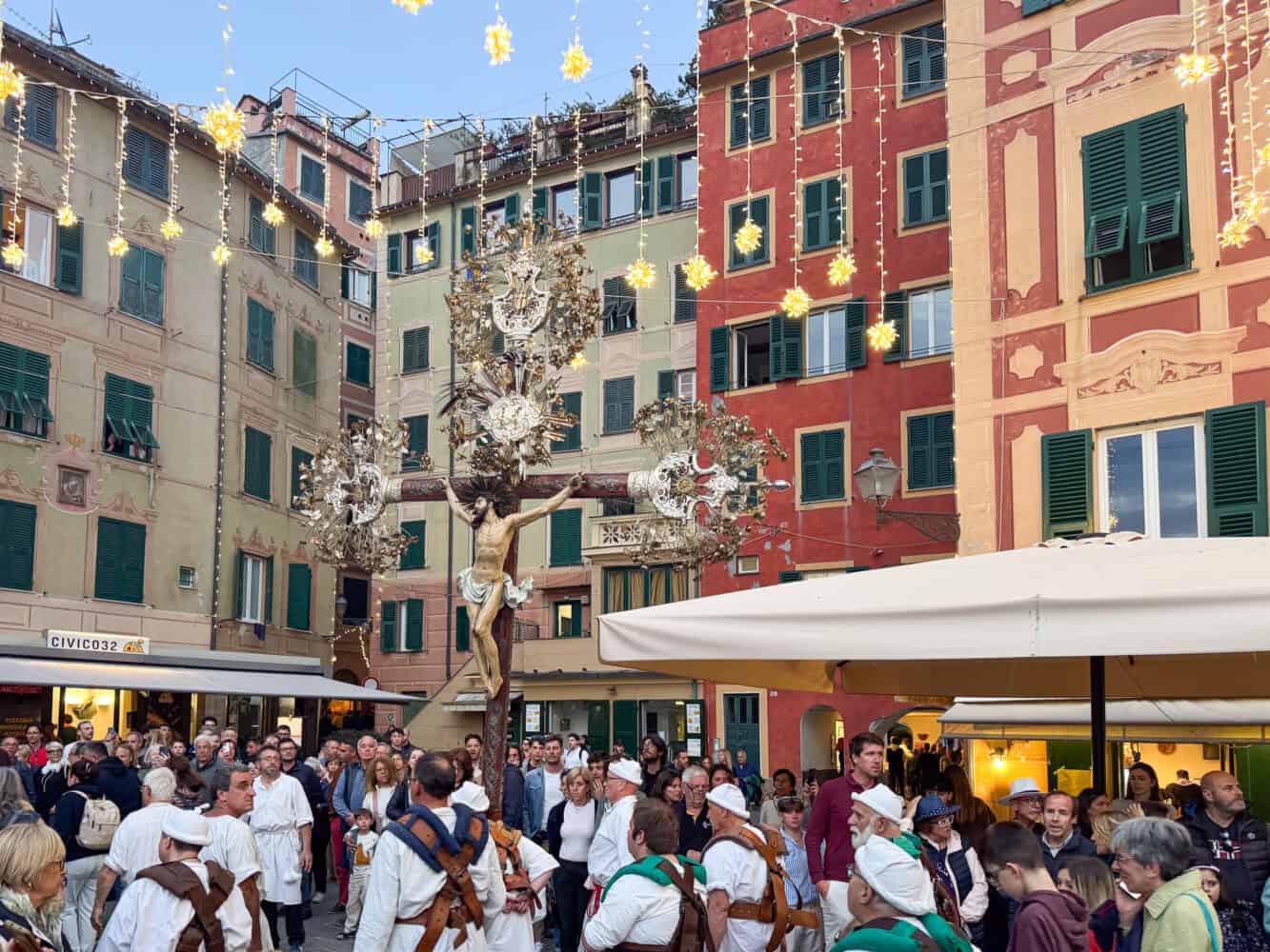 Religious procession as part of the Sagra del Pesce, Camogli.