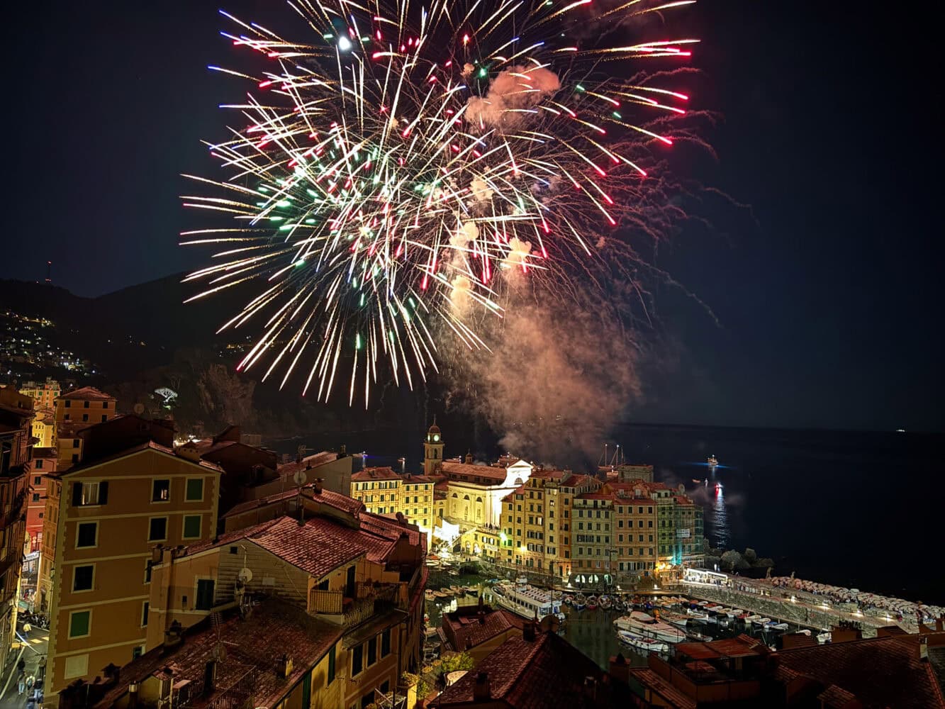 Fireworks at the Camogli Fish Festival, Italy.