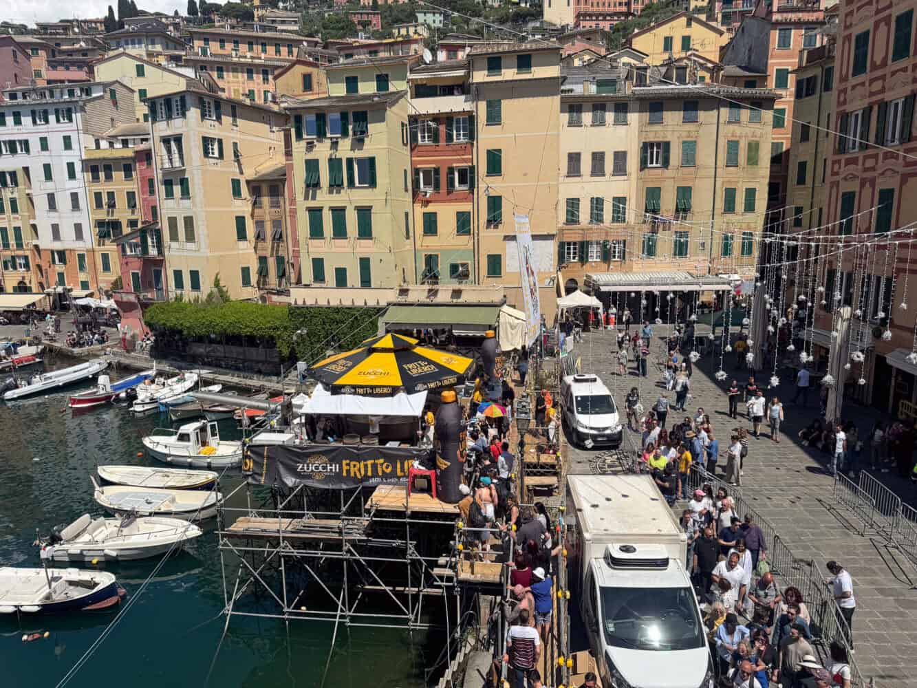 Giant frying pan (padella) at the Camogli Fish Festival in Liguria, Italy.