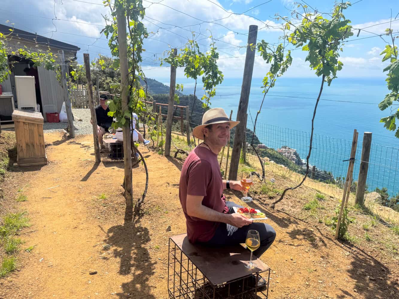 Cantina Capellini wine tasting outside Volastra on the Corniglia to Manarola hiking trail in Cinque Terre, Italy.