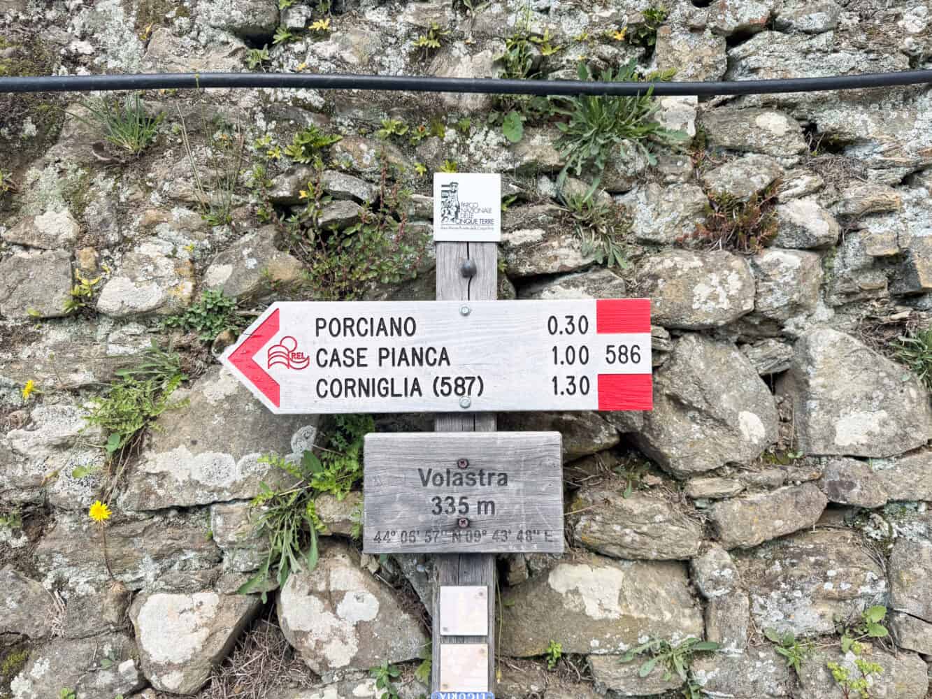 Volastra sign on the Corniglia to Manarola hike.