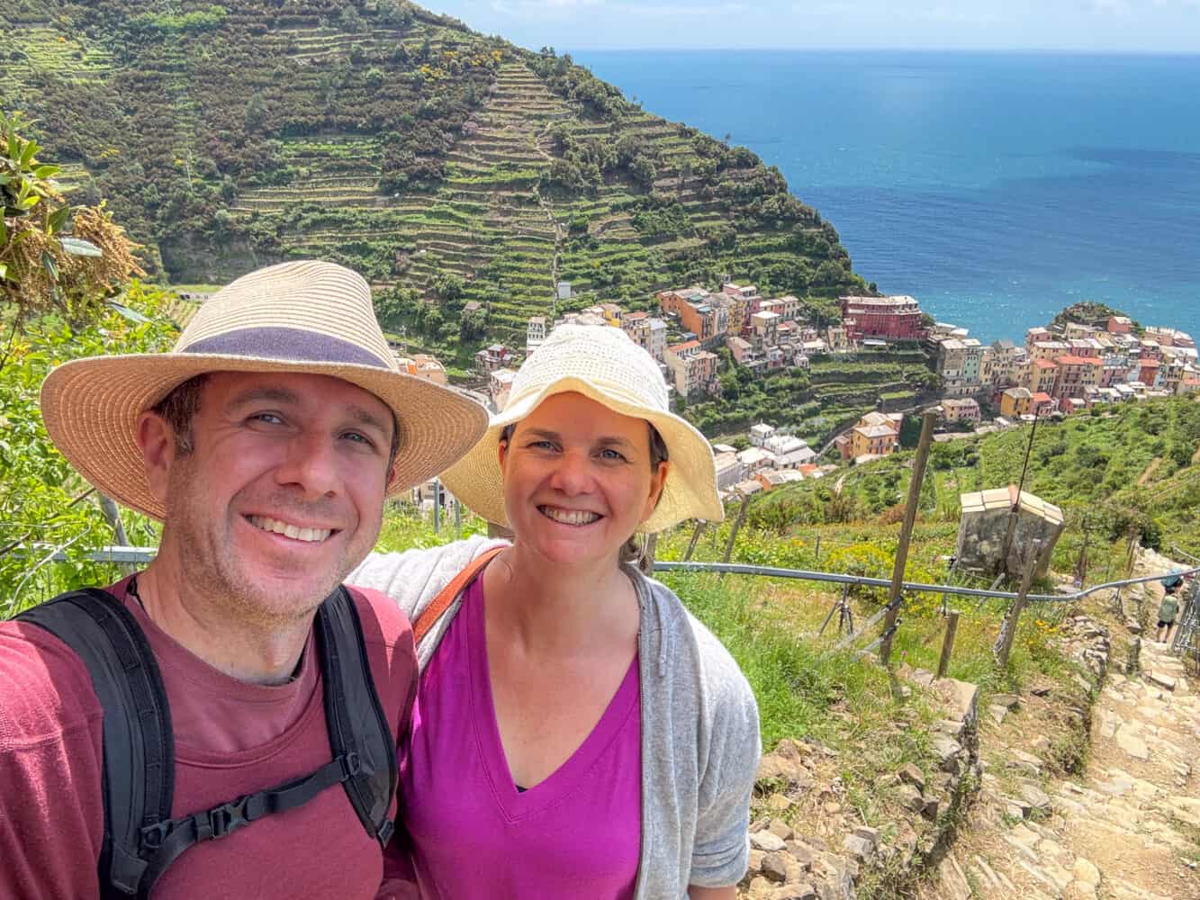 Simon and Erin on the Corniglia to Manarola hike via Volastra in Cinque Terre, Liguria, Italy