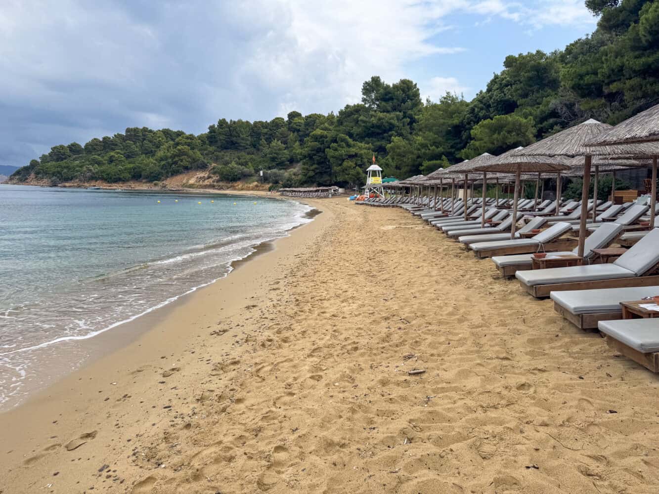 Agia Eleni Summer Beach on a quiet morning in Skiathos