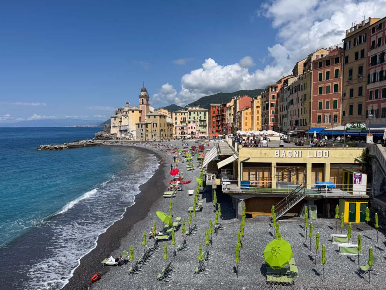 Pebble beach in Camogli, Italy