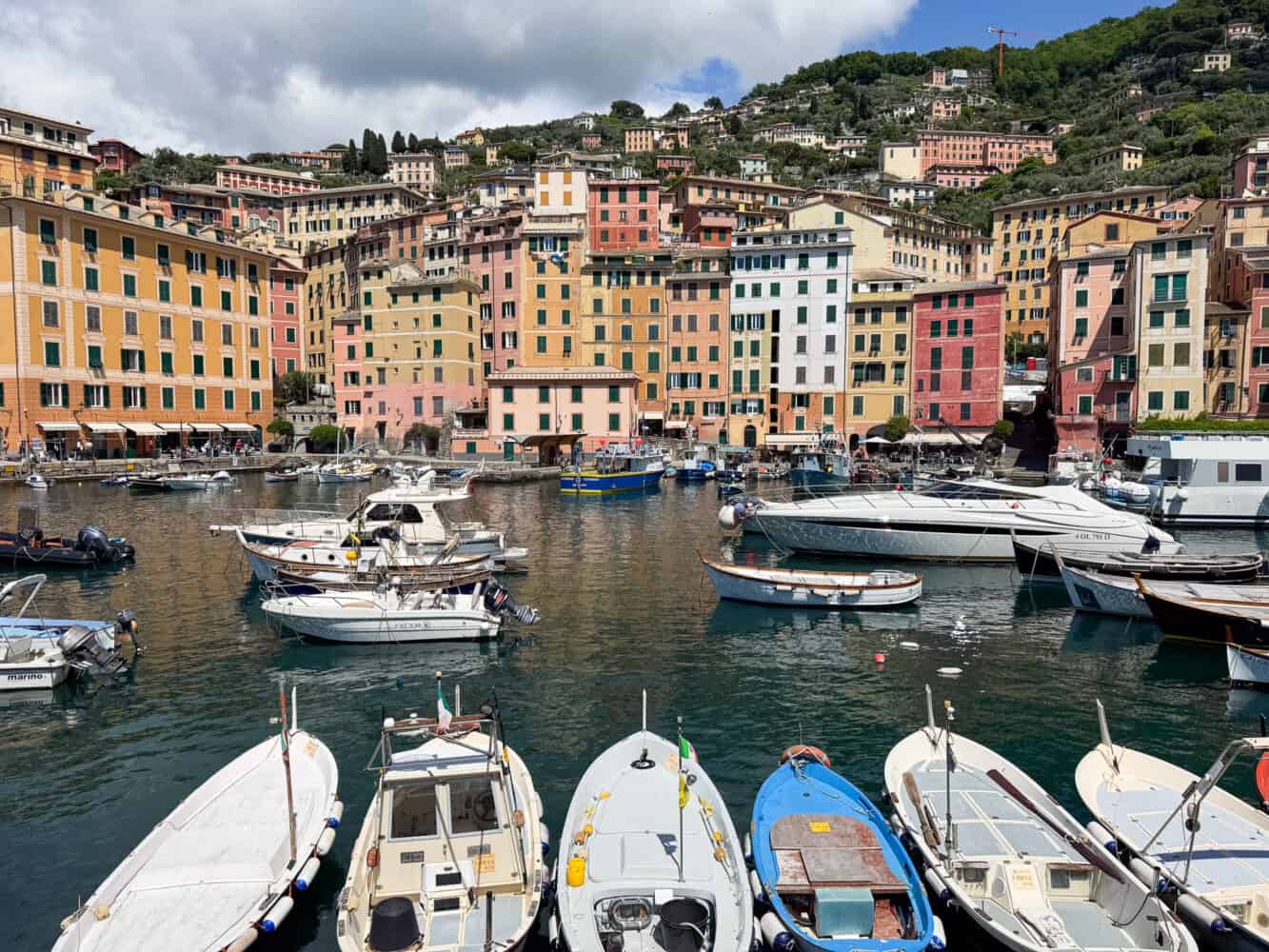 Boats in the harbour in Camogli, Italy