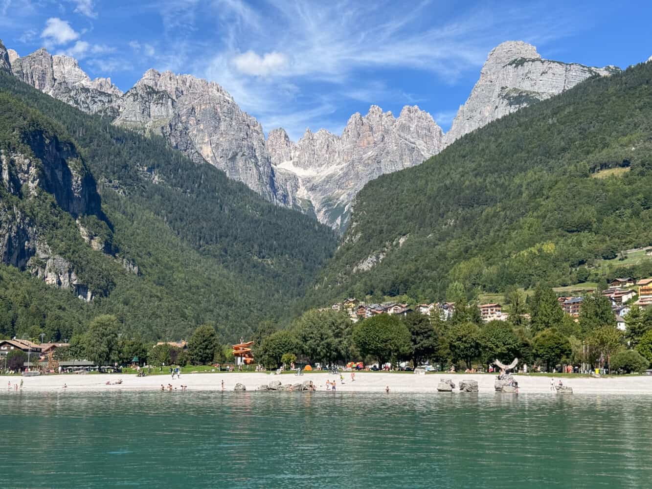 The beach at Lake Molveno, Italy