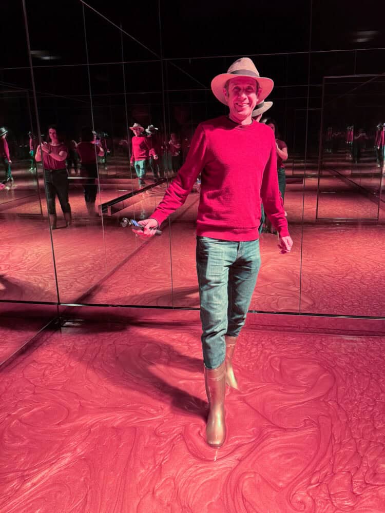 Simon in Transient Abstract Life and Return at TeamLab Biovortex Kyoto.