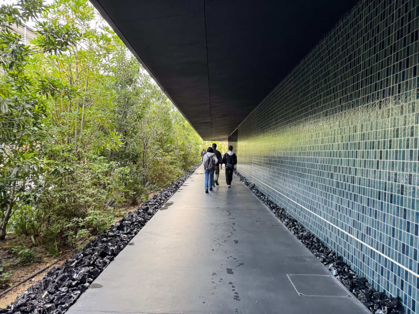 Outside the building of TeamLab Biovortex Kyoto.