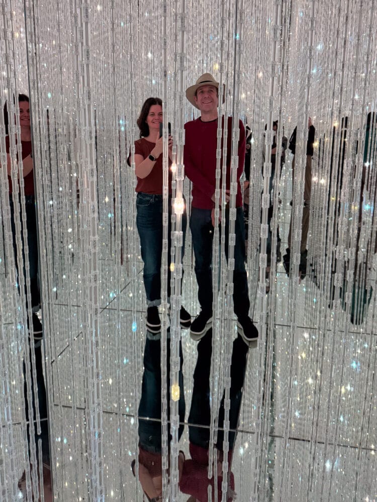 Simon and Erin in Infinite Crystal Universe in TeamLab Biovortex Kyoto.