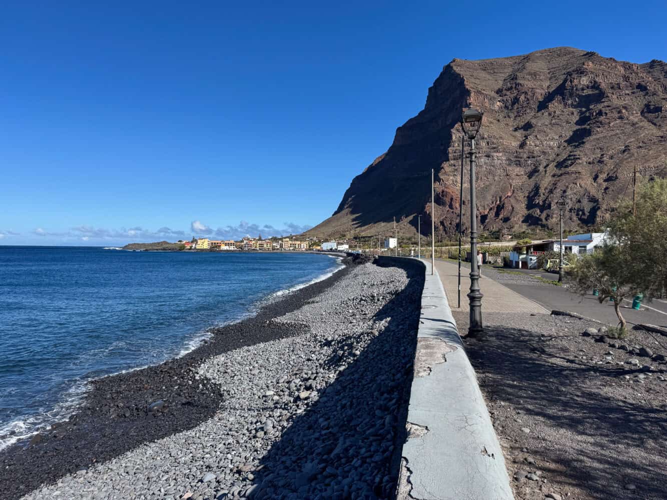 The coastal walk in Valle Gran Rey on La Gomera past the pebbly La Puntilla Beach. 