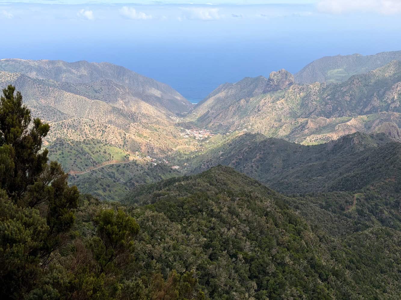 View of Vallehermoso from Mirador Risquillos de Corgo in La Gomera. 