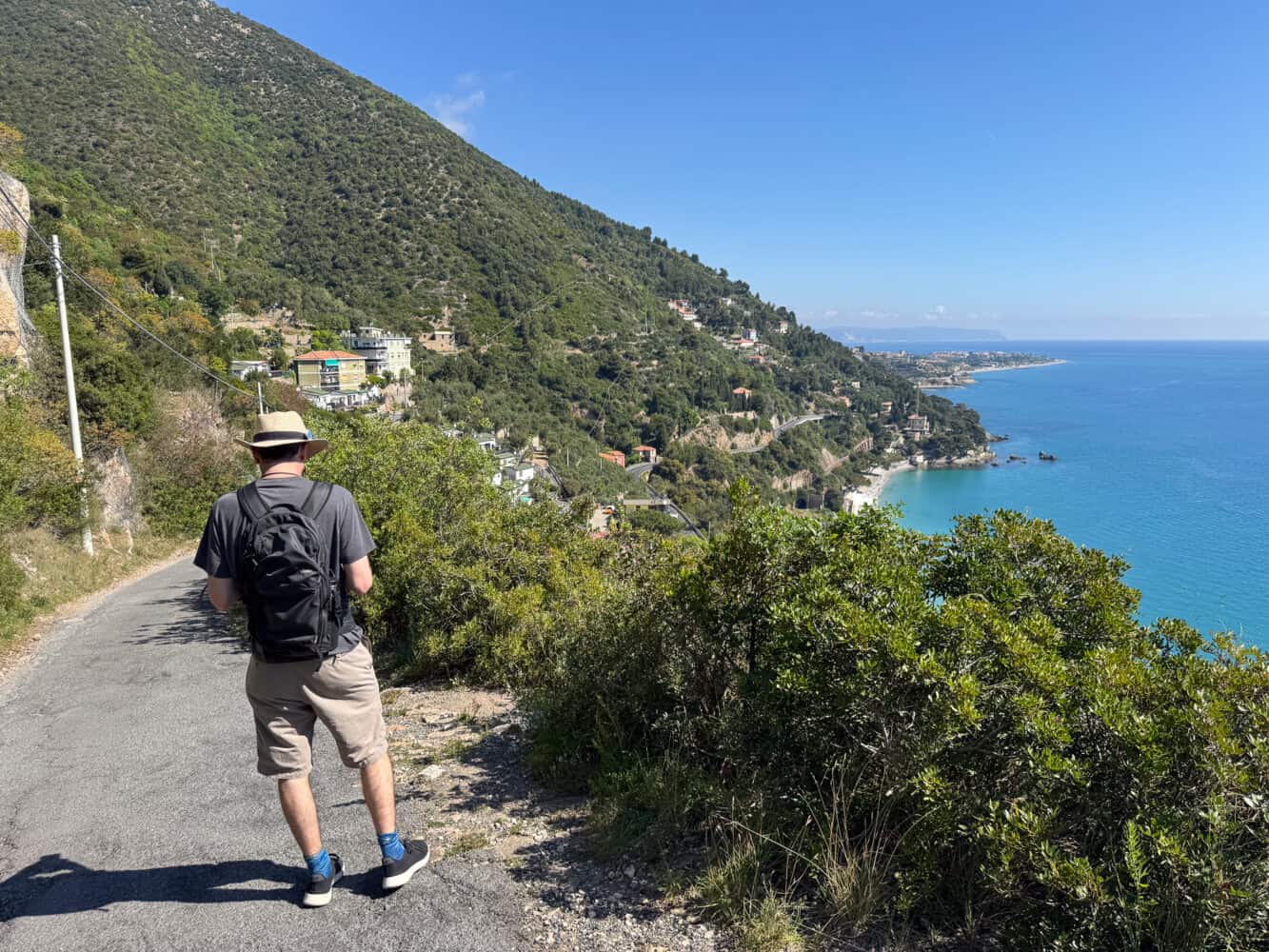 Walking the Via Julia Augusta Trail from Alassio to Albenga.