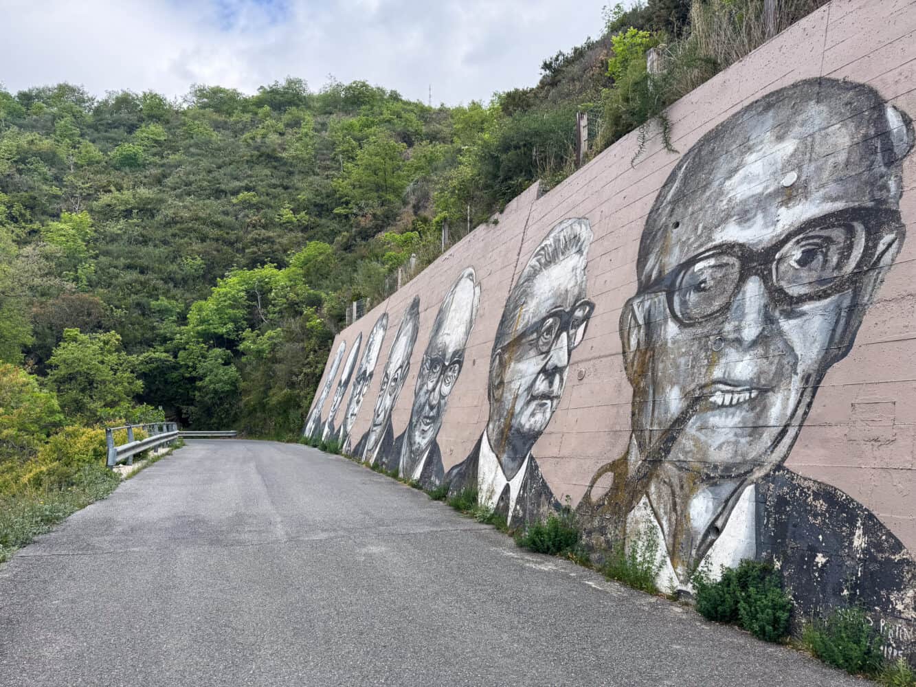 Mural of Italian presidents by street artist Robico in Vegliasco, Italy.